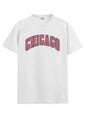 ADRO Mens T Shirt Urban Style Tshirt Printed with Chicago Design Cotton & Eye Catching Print Stylish T-Shirt for Men White Tshir