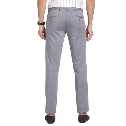 Turtle Men Cotton Stretch Ultra Slim Fit Grey Casual Trouser