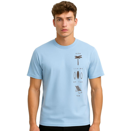 Nobero MenS Graphic Printed Regular Fit T-Shirt (1M-Twts-C1059_Light Blue_2