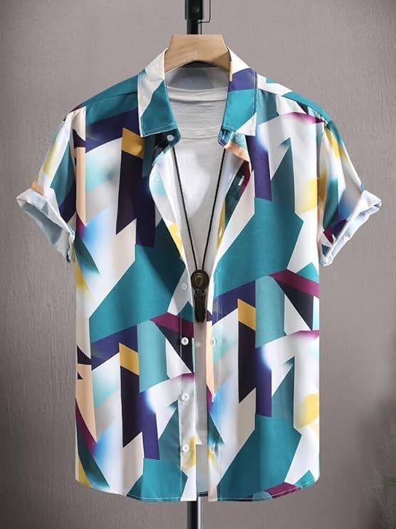 Funky Rich Regular Fit Shirt For Men | Half Sleeve Lycra Shirt | Casual Shirt For Men | Trendy Printed Shirt Design | Lycra Fabr