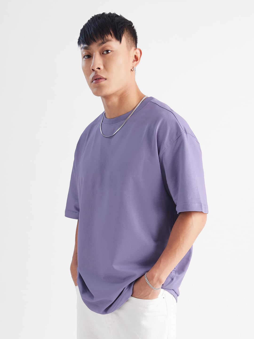 The Souled StoreSolids: Winter MauveOversized T-Shirts Purple