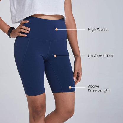 BlissClub Women The Ultimate Cycling Shorts| Cycling Shorts for Women| High-Waist| 3 Pockets| Squat-Proof | Cloudsoft Fabrics |