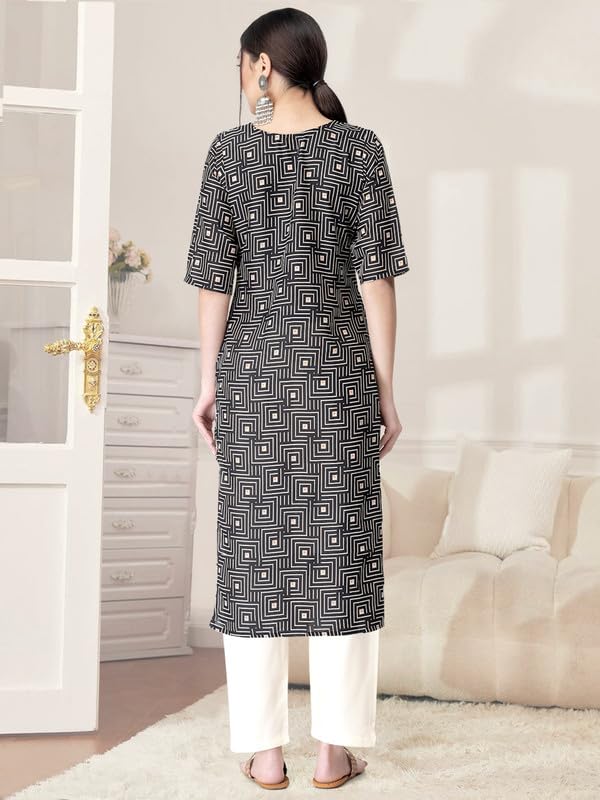 Pinkmint Kurta Set for Women Cotton Printed Straight Kurta with Pant (Pack of 1)