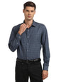 Turtle Men 100% Cotton Slim Fit Navy Checks Full Sleeve Formal Shirt