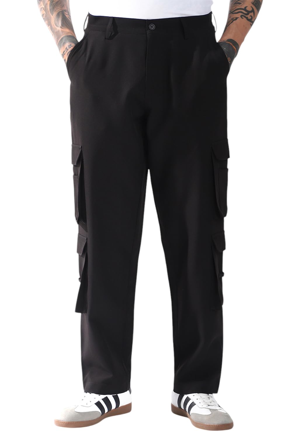 Hubberholme Men Solid Relaxed Fit Mid-Rise Korean Trousers 19 Black