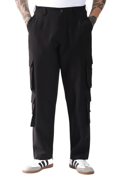 Hubberholme Men Solid Relaxed Fit Mid-Rise Korean Trousers 19 Black