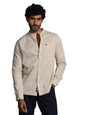 Thomas Scott 100% Cotton Linen Mandarin Collar Roll Up Sleeve Casual Shirts for Mens Beige