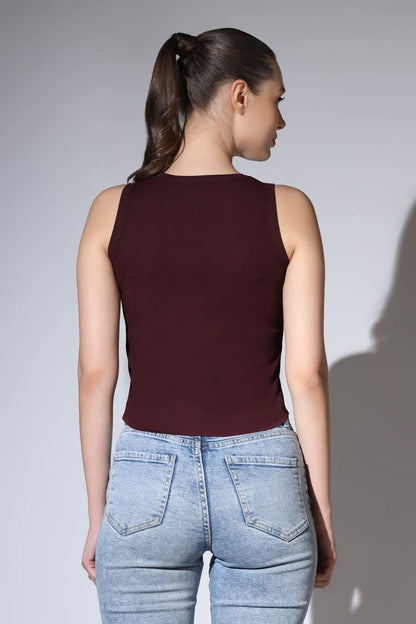 Leriya Fashion Tops For Women | Ribbed Blessed Printed Western Sleeveless Regular Fit Tank Crop Tops For Girls | Casual | Colleg