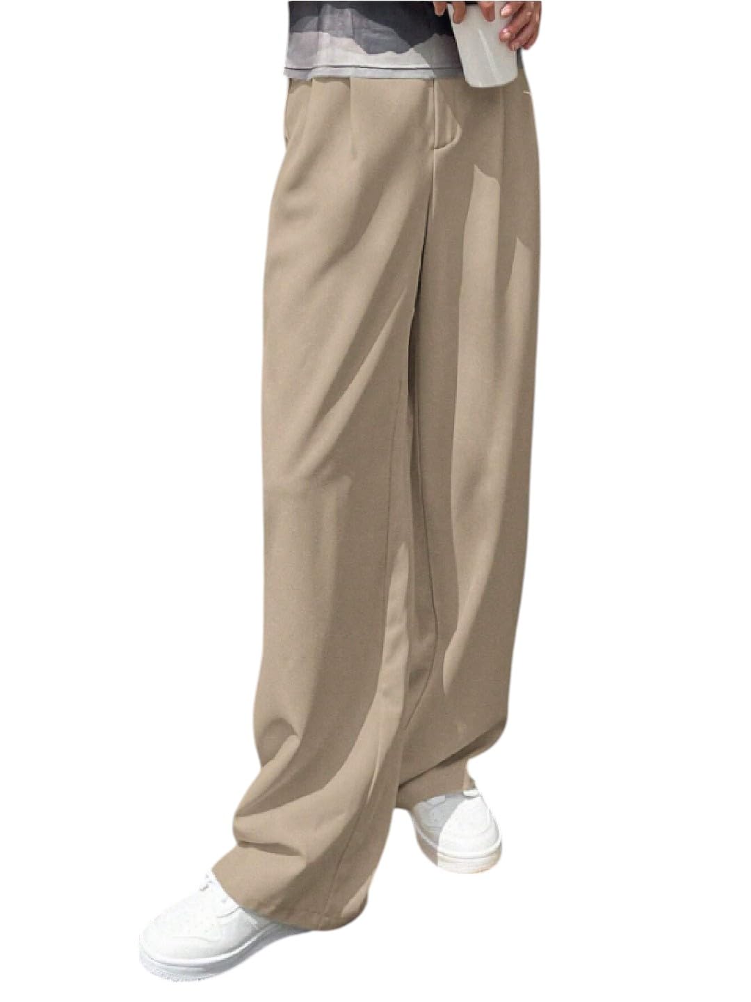 OOMPH! Womens High-Waisted Pant | Wide Leg Trousers | Korean Style Stretchable Trouser