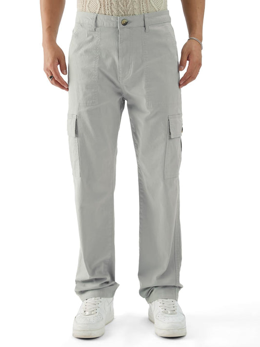 The Souled Store Solids: Ice GreyMen Cargo Pants