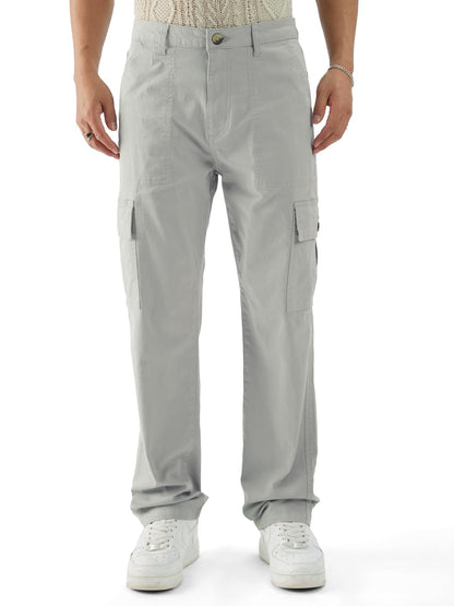 The Souled StoreSolids: Ice GreyMen Cargo Pants