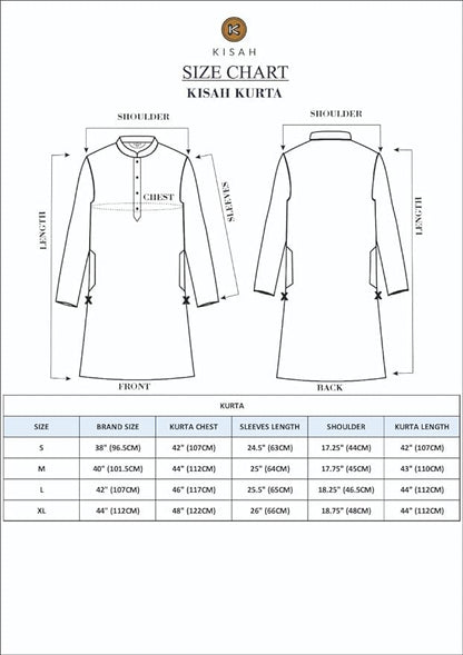 Kisah Cotton Kurta For Men, Full Sleaves, Knee Length, Straight, Regular Fit, Mandarin Collar, Geometric Embroidered Mirror Work