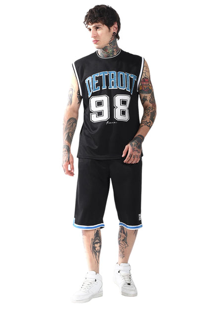 Hubberholme Men Printed Longline Oversized Mid-Rise Round Neck Sleeveless Co-Ord