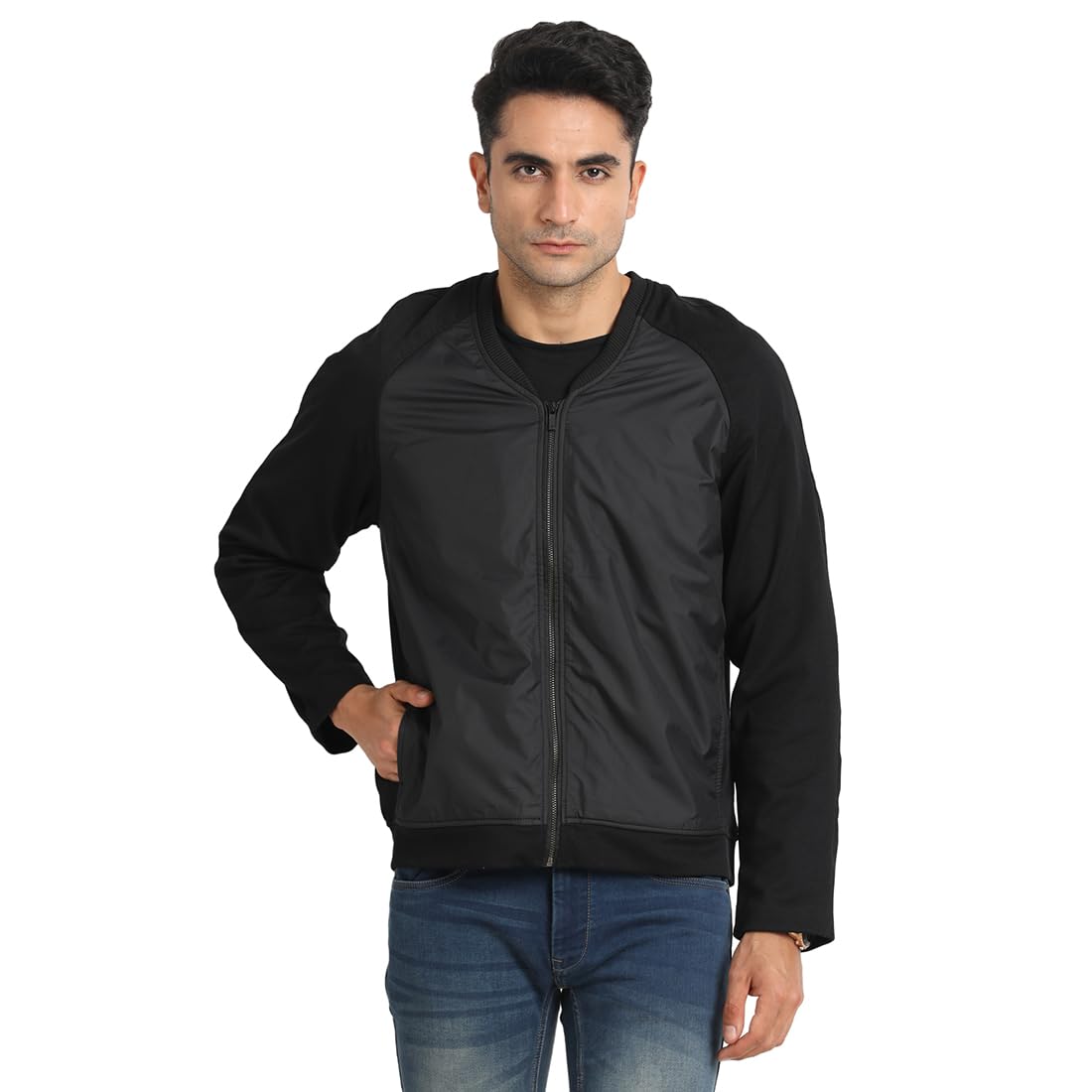 Turtle Men Polyster Solid Regular Fit Full Sleeve Black Windcheater Jacket
