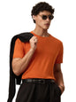 The Souled Store Sparkling Orange Men and Boys Short Sleeve Round Neck Solid Regular Fit Supima Cotton T-Shirts