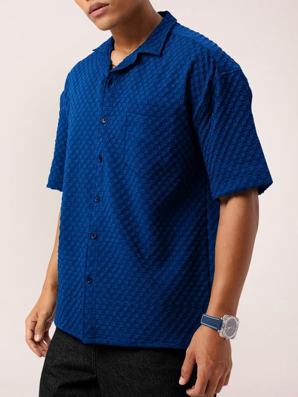 Tee Projekt Men Popcorn Shirt ll Effortlessly Stylish and Perfect for Weekend Wear Navy Blue