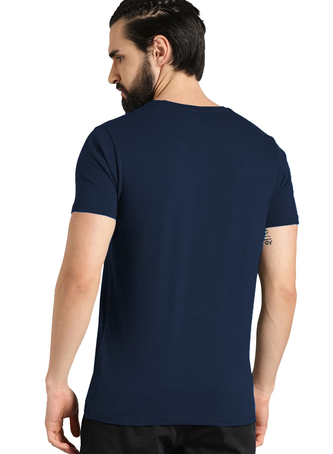 ADRO Mens Believe in Your Self Printed T-Shirt (Navy Blue)