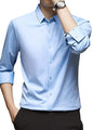 CB-COLEBROOK Mens Silk Satin Dress Shirts for Men Long Sleeve Button Down Shirts Party Prom Wedding Shirt Top (in, Alpha, M, Re