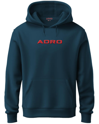 ADRO Mens Hoodies with Hail The Dragon Puff Backside Printed, 100% Cotton 340GSM. (H23-M-DRA-SB_Teal)