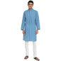 Fabindia Men Cotton Striped Long Kurta Blue_Xxl