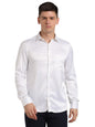 Turtle Men Poly Satin Solid Slim Fit White Party Shirt