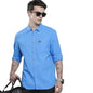 The Indian Garage Co Men Blue Solid Slim Fit Linen Casual Shirt