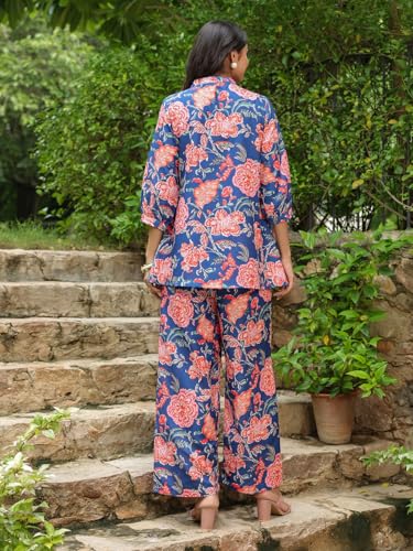 Greciilooks Women Rayon Blend Floral Ethnic Wear Kurta Co-Ord Set (Gl-K-W1728&Tr819-3Xl Peach)