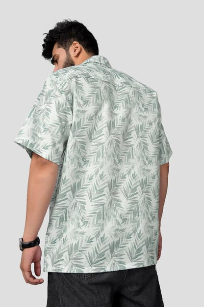 Brown Culture MenS Cotton Blend Leaf Print Shirt With Spread Collared Half Sleeves Standard Length And Button Down Closure Type