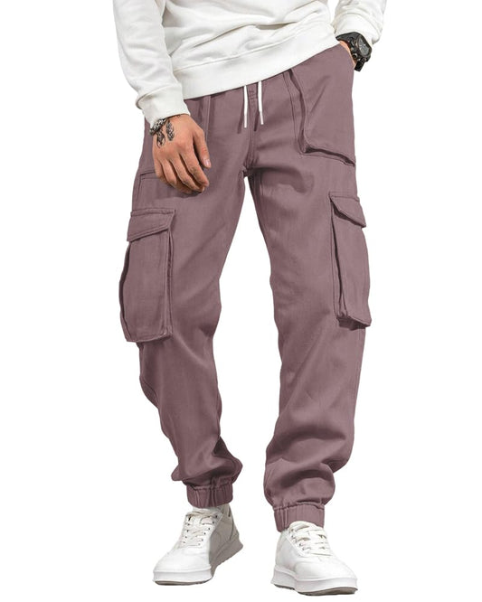 Noble Monk MenS Cargo Pant | Drawstring | Solid Cargo | Multi Pockets Trackpant
