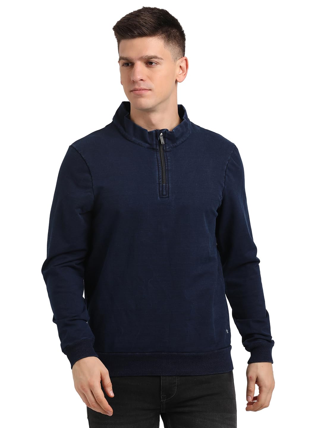 Turtle Men Cotton Tencel Slim Fit Full Sleeve Blue Sweatshirt