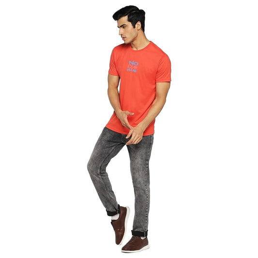 Bewakoof Mens No Fear Club Typography 100% Cotton T-Shirt- Regular Fit, Round Neck, Half Sleeves Red