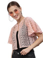 Style Quotient Women Nude Self Design Lace Open Front Smart Casual Shrug