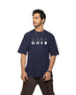 Bewakoof Mens Typography 100% Cotton T-Shirt - Oversized Fit, Round Neck, Half Sleeves Blue