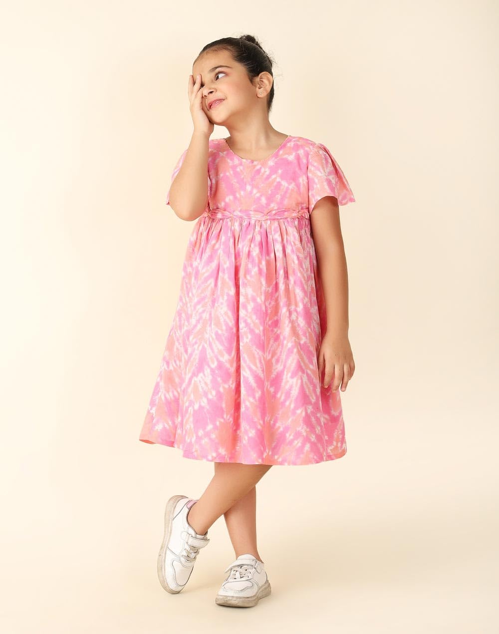 Fabindia Pink Modal Printed Dress