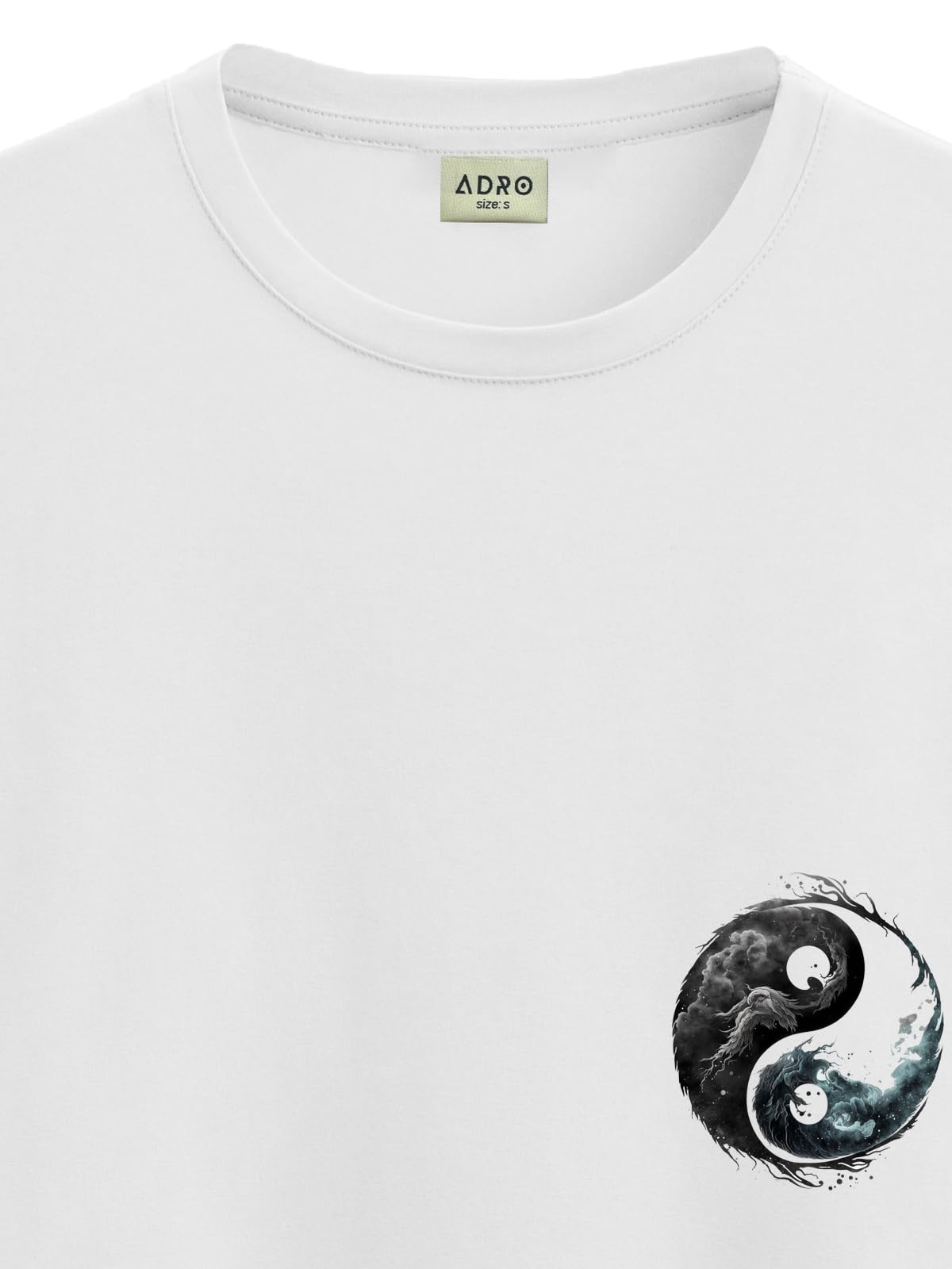 ADRO Men's Solid Regular Fit T-Shirt (RN24-STICK-YONG-WH_White