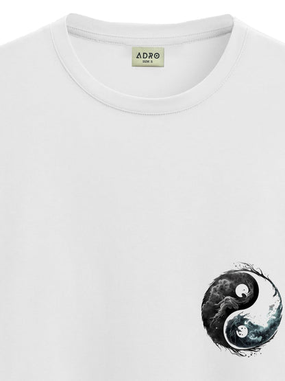 ADRO Men's Solid Regular Fit T-Shirt (RN24-STICK-YONG-WH_White