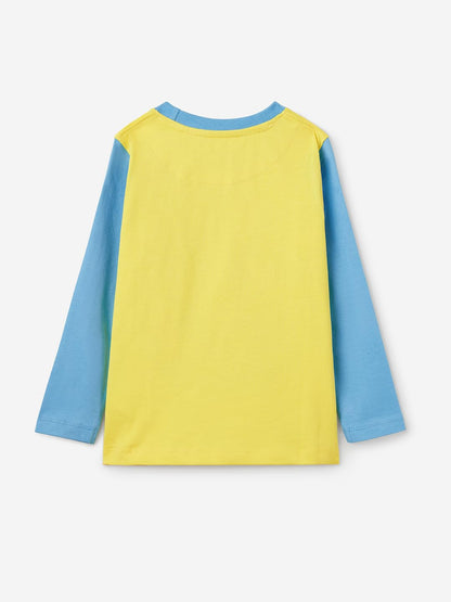 The Souled Store Official Minions : Varsity Boys Round Neck Multicolor Color Blocked Cotton Full Sleeve T-Shirts
