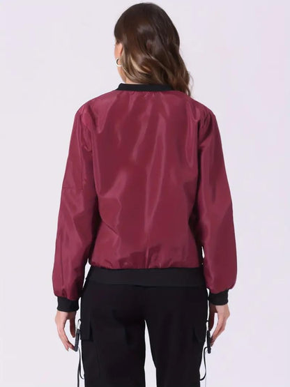 TAGAS Womens Solid Bomber Jacket  Lightweight Zip-Up Stylish Casual Wear  Full Sleeve Windcheater for Girls & Women