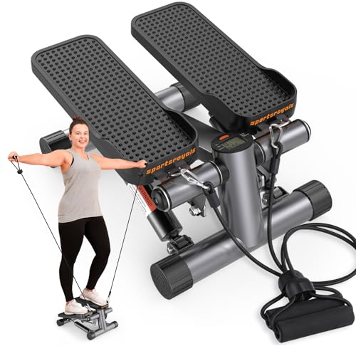 Sportsroyals Stair Stepper for Exercise, Mini Steppers with Resistance Band, Hydraulic Fitness Stepper Exercise Home Workout Equ