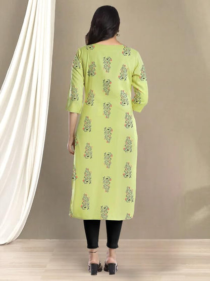 Pinkmint WomenS Cotton KurtiS L Fancy Printed Kurta L Regular Home Wear L Printed Cotton Kurti (Pack Of 1) Light Green