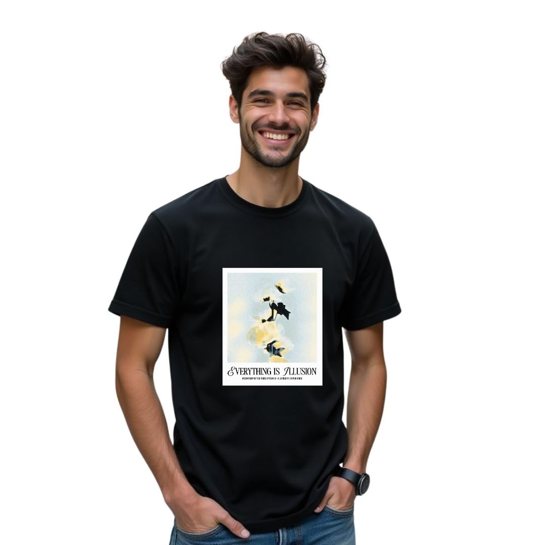 Nobero MenS Graphic Printed Regular Fit T-Shirt (1M-Twts-C1163-Pbl_Black