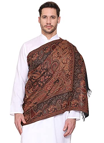 Weavers Villa MenS Paisley Design Woven Poly Wool Blend Gents Shawls, Muffler, Stoles For Men, 100Cm X 200Cm