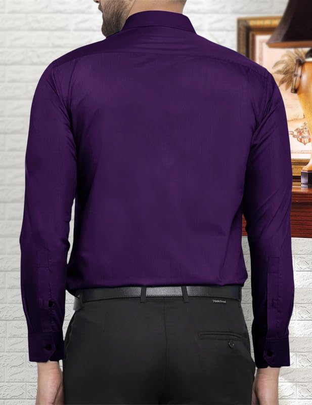 Pinkmint Casual Shirt for Men Stylish Mens Shirt Soild Regular Fit Long Sleeve Formal Wear Purple