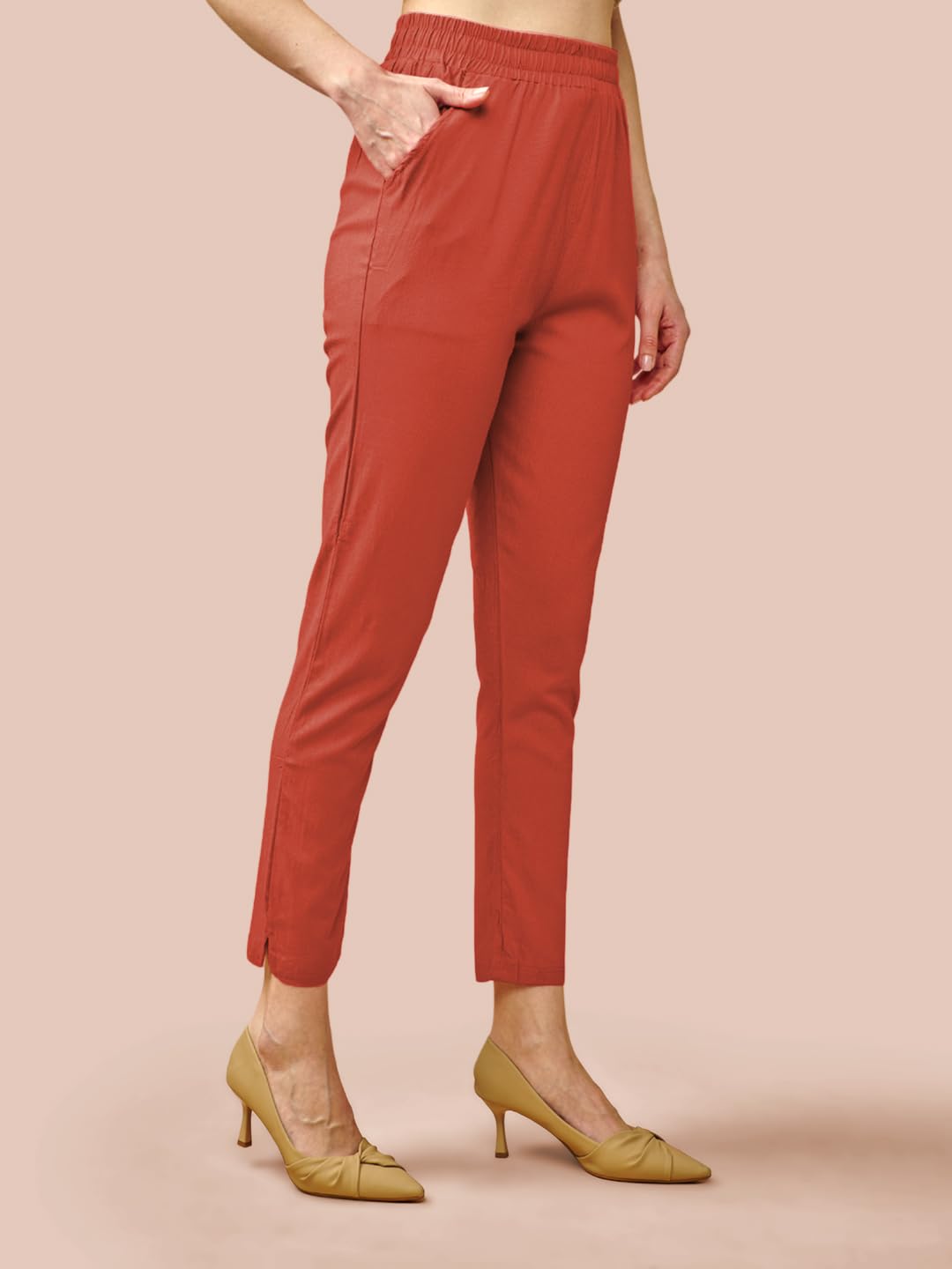 Lyra Cotton Pant For Women  Stylish & Comfortable Slub Cotton Blend With Lycra | Plus Fit | Cross Pocket Design | Color Lock Tec