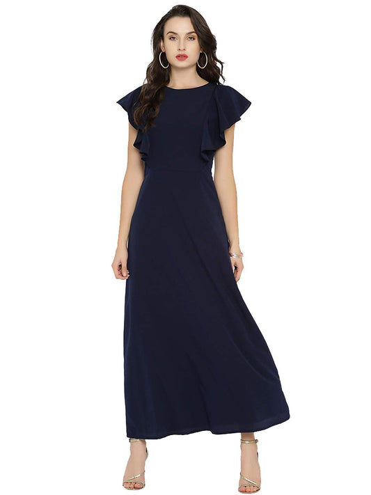 Rare Women'S Synthetic A-Line Maxi Dress (Ep2827A- Blue_Xl)