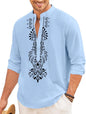 Finivo Fashion MenS Cotton Blend Short Kurta With Bold Printed Front Design | Full Sleeve Ethnic Casual Kurta With Mandarin Coll