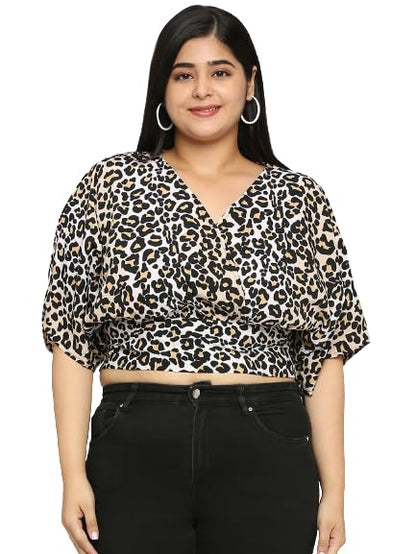Style Quotient Plus Women Animal Printed Polyester Regular Smart Casual Crop Top