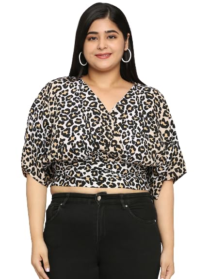Style Quotient Plus Women Animal Printed Polyester Regular Smart Casual Crop Top