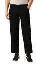 Dennis Lingo Mens Black Solid Cotton Loose Fit Cargo Trouser