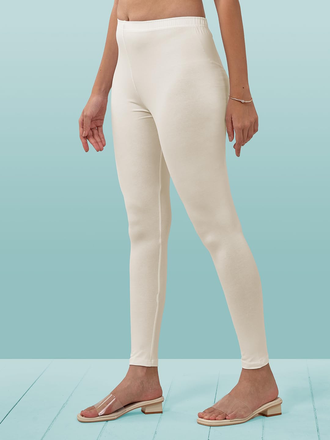 Lyra Women Solid Premium Cotton Plus Fit Ankle Length Leggings | Mid-Waist | Fashionwear